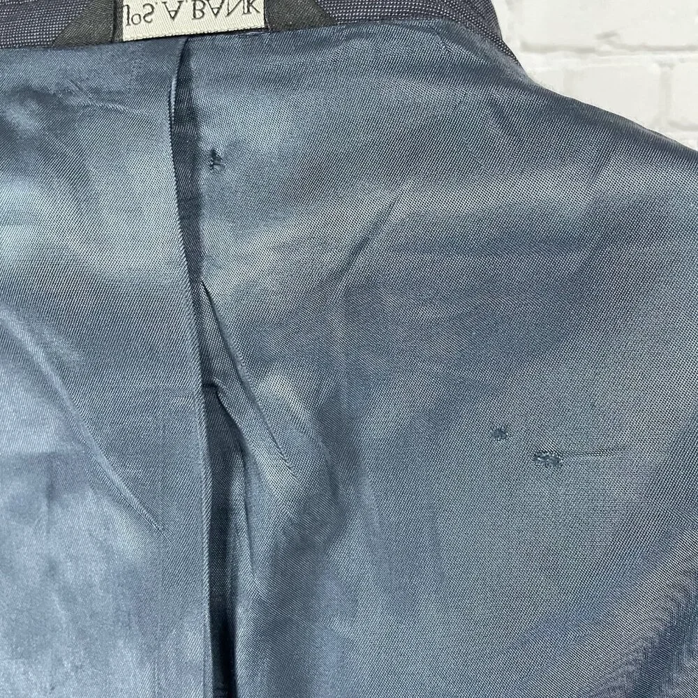 Jos A Bank Navy 100% Wool Gordon 2 Button Notch Blazer Sport Coat Size 46L